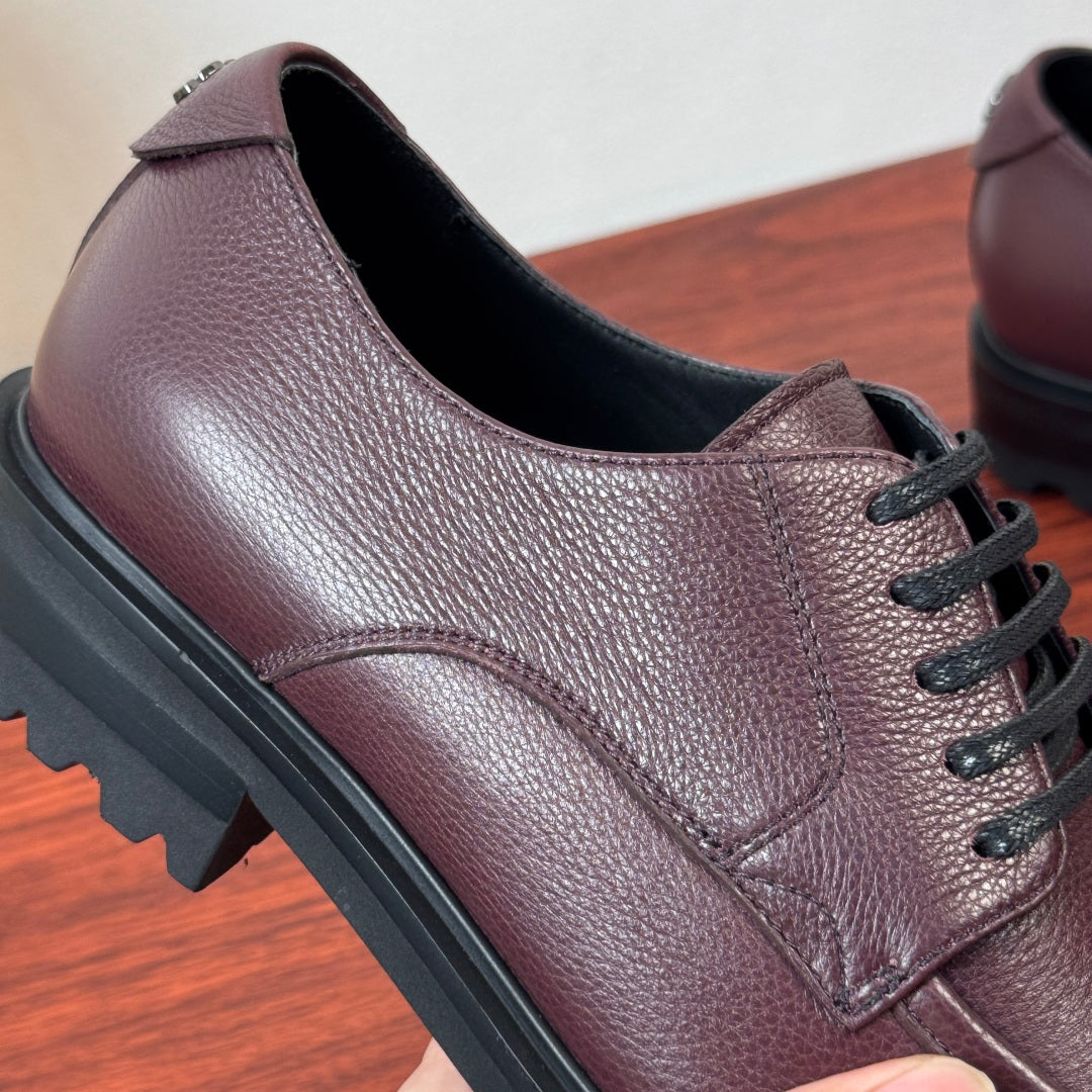 Dolce & Gabbana DG Men's Pebbled Leather Derby Shoes (Day Classic) Burgundy