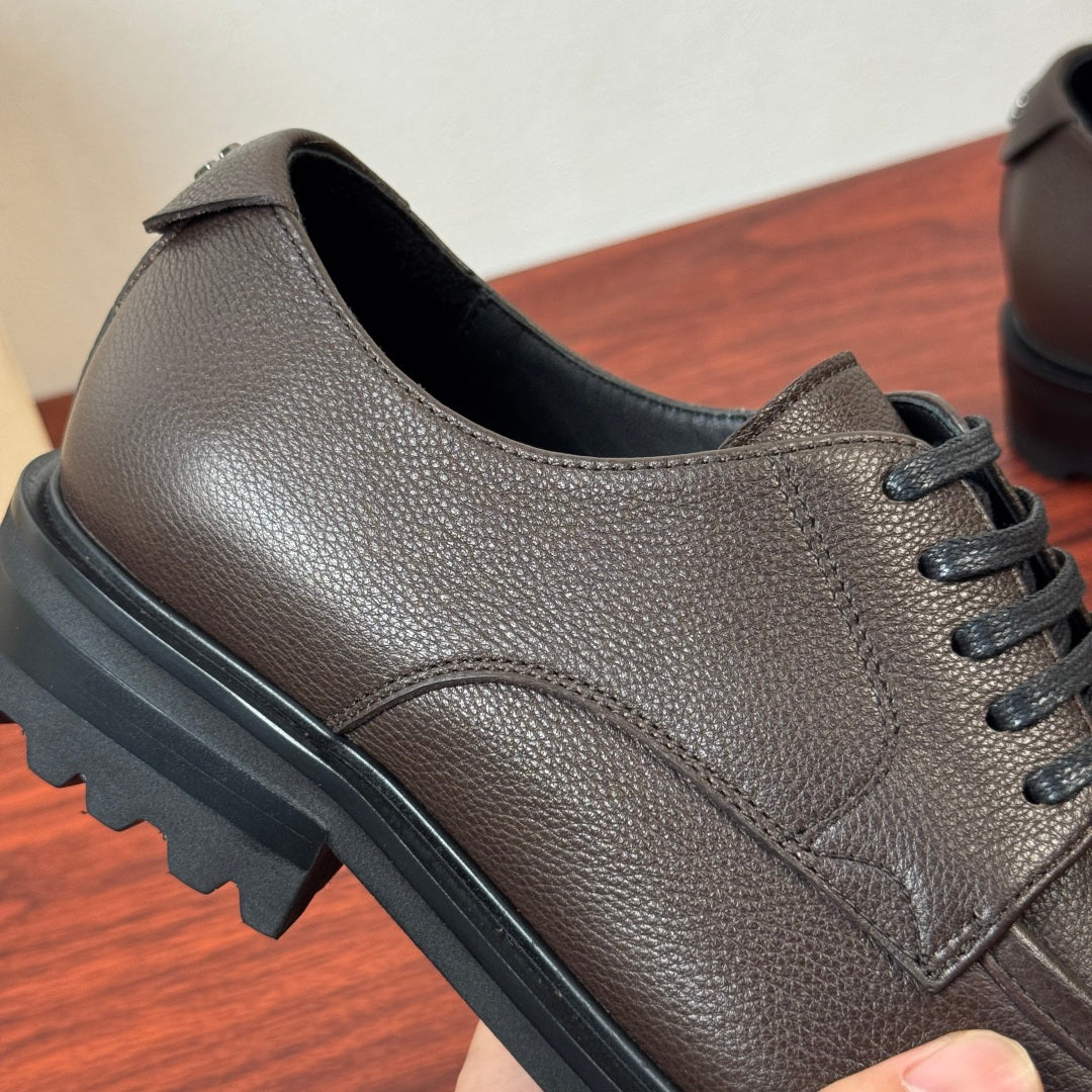 Dolce & Gabbana DG Men's Pebbled Leather Derby Shoes (Day Classic) Coffee