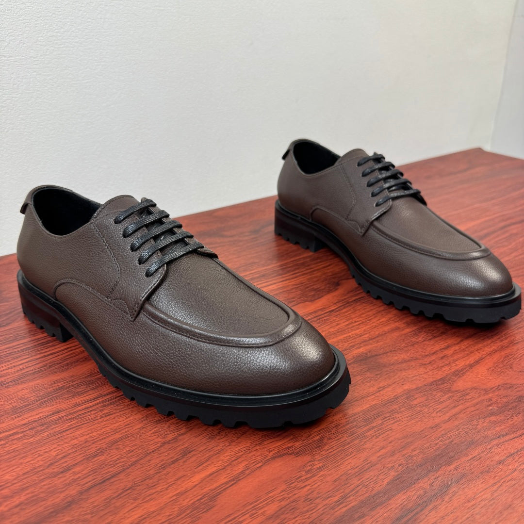 Dolce & Gabbana DG Men's Pebbled Leather Derby Shoes (Day Classic) Coffee