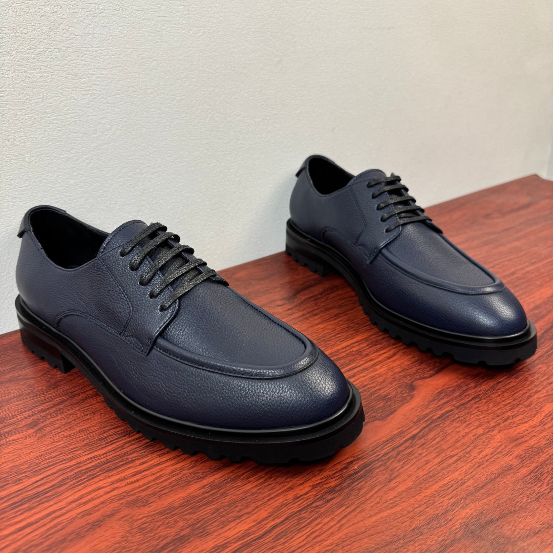 Dolce & Gabbana DG Men's Pebbled Leather Derby Shoes (Day Classic) Blue