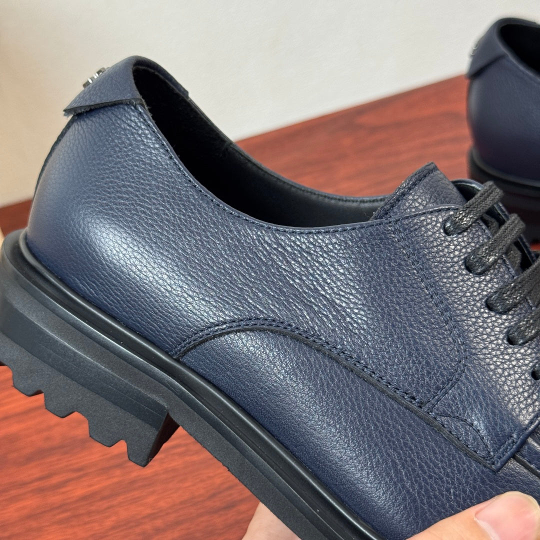Dolce & Gabbana DG Men's Pebbled Leather Derby Shoes (Day Classic) Blue