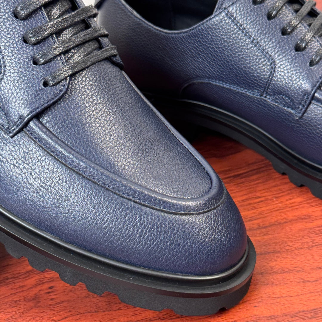 Dolce & Gabbana DG Men's Pebbled Leather Derby Shoes (Day Classic) Blue