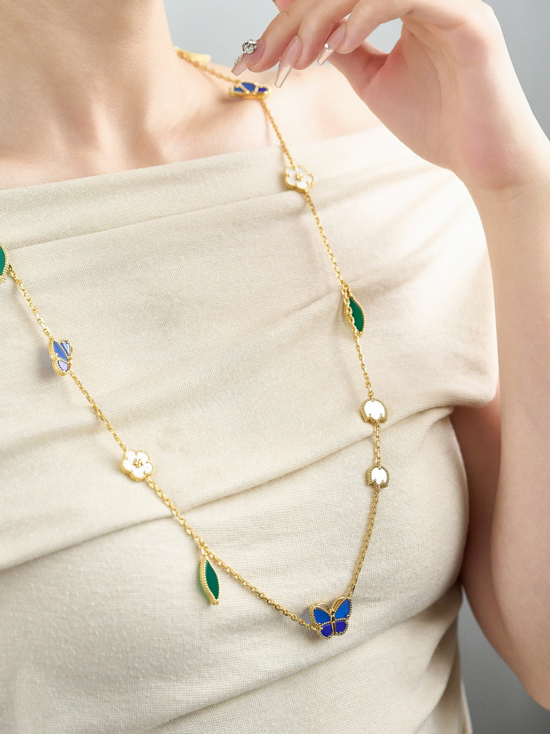 gold mother of pearl butterfly Dress for women - product detail view