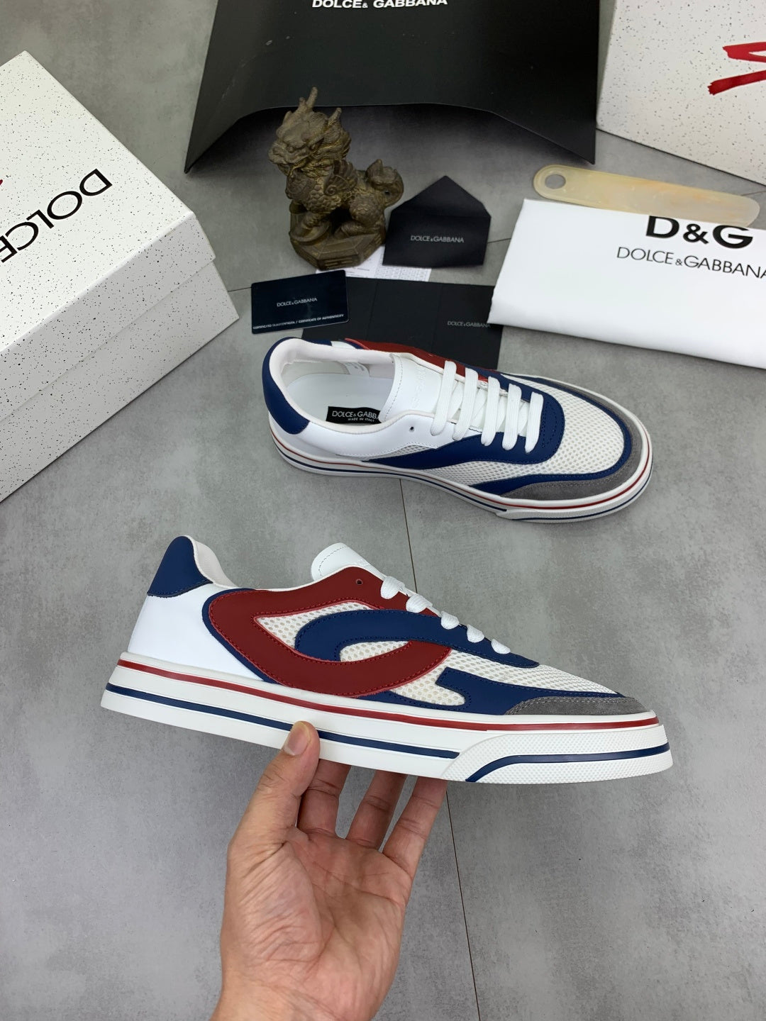 Dolce & Gabbana DG Men's Low-Top Logo Sneakers in Calfskin