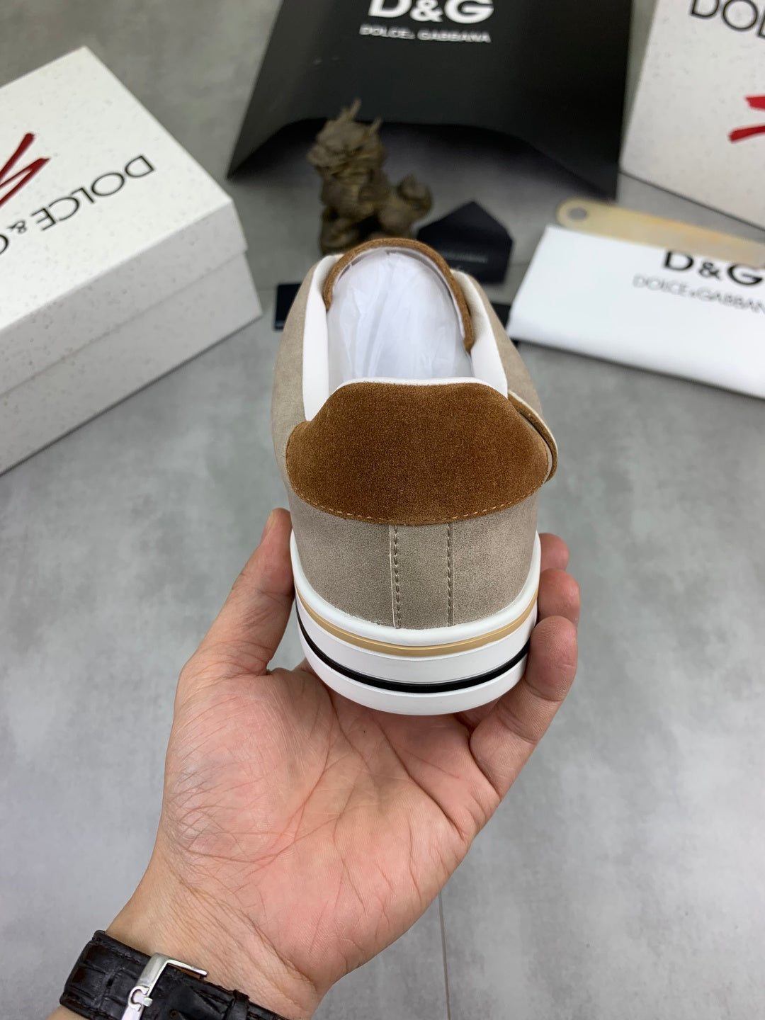 Dolce & Gabbana DG Men's Low-Top Logo Sneakers in Calfskin