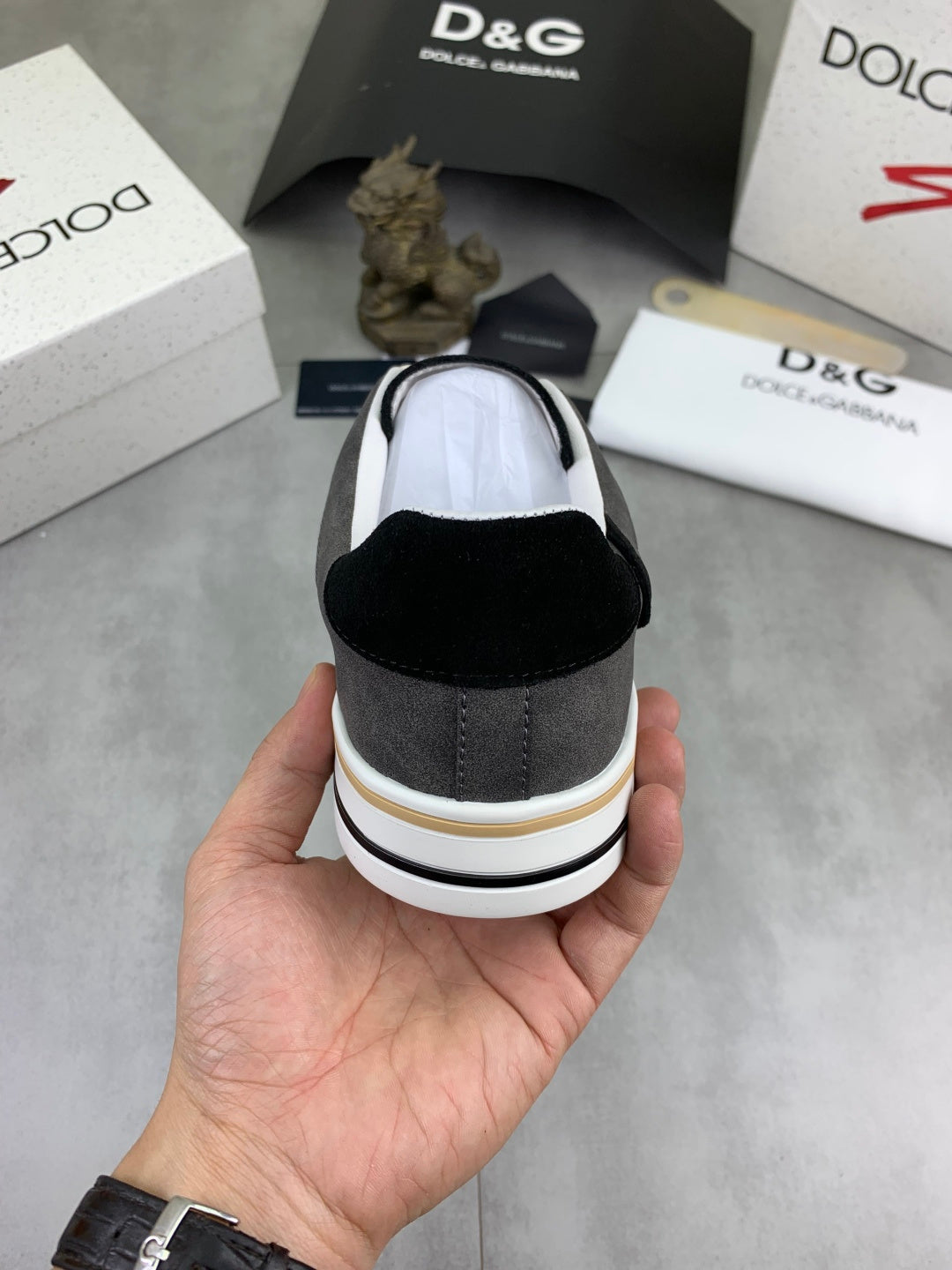 Dolce & Gabbana DG Men's Low-Top Logo Sneakers in Calfskin