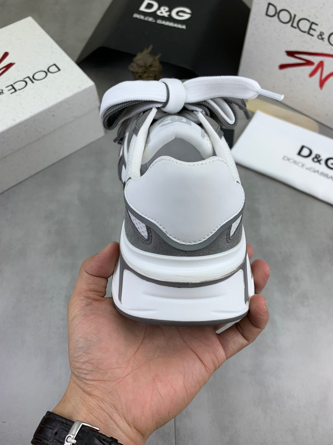 Dolce & Gabbana DG Men's Low-Top Logo Sneakers in Calfskin