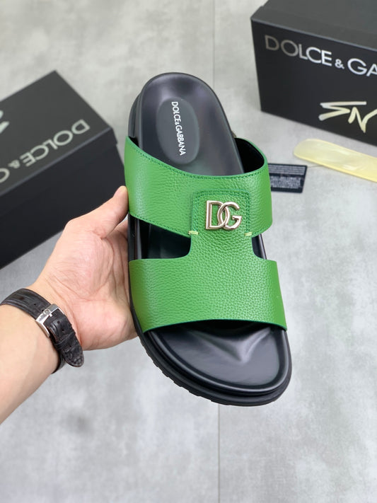 Dolce & Gabbana DG Men's Handcrafted Calfskin Slides Multi-Color