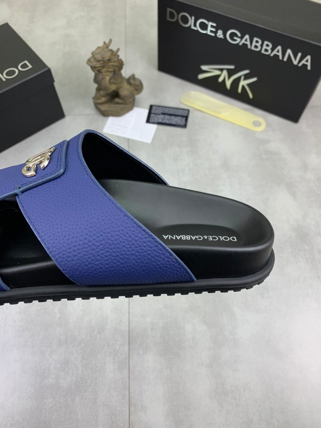 Dolce & Gabbana DG Men's Handcrafted Calfskin Slides Multi-Color
