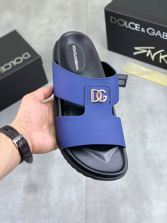 Dolce & Gabbana DG Men's Handcrafted Calfskin Slides Multi-Color
