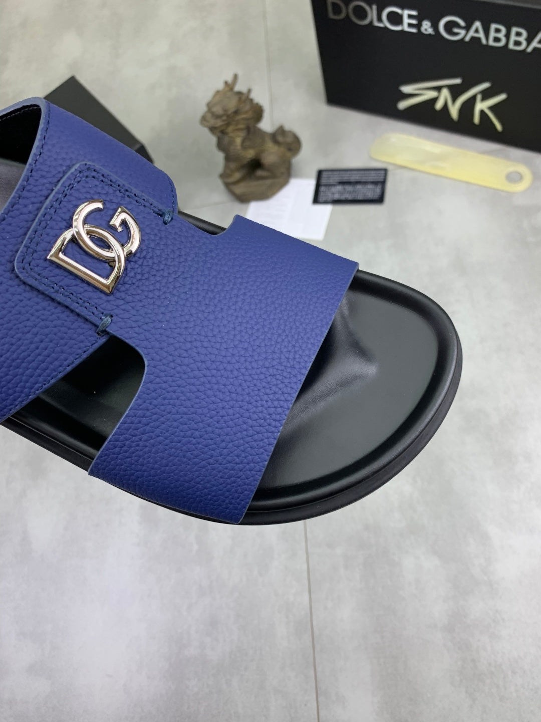 Dolce & Gabbana DG Men's Handcrafted Calfskin Slides Multi-Color