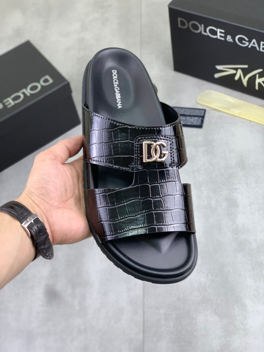 Dolce & Gabbana DG Men's Handcrafted Calfskin Slides Multi-Color