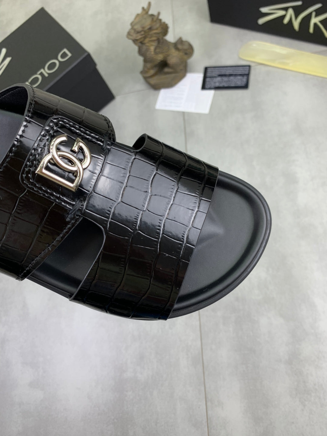 Dolce & Gabbana DG Men's Handcrafted Calfskin Slides Multi-Color