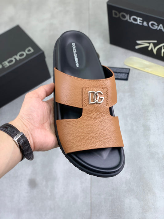 Dolce & Gabbana DG Men's Handcrafted Calfskin Slides Multi-Color