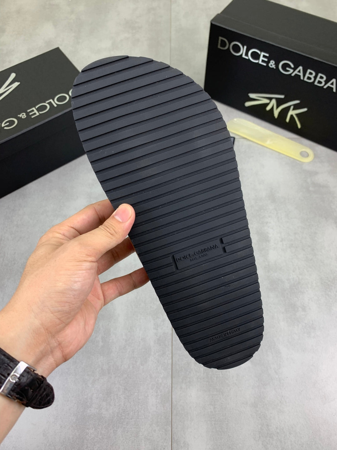 Dolce & Gabbana DG Men's Handcrafted Calfskin Slides Multi-Color