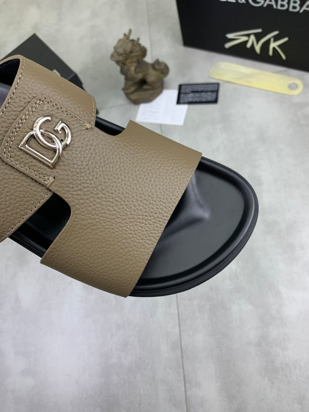 Dolce & Gabbana DG Men's Handcrafted Calfskin Slides Multi-Color