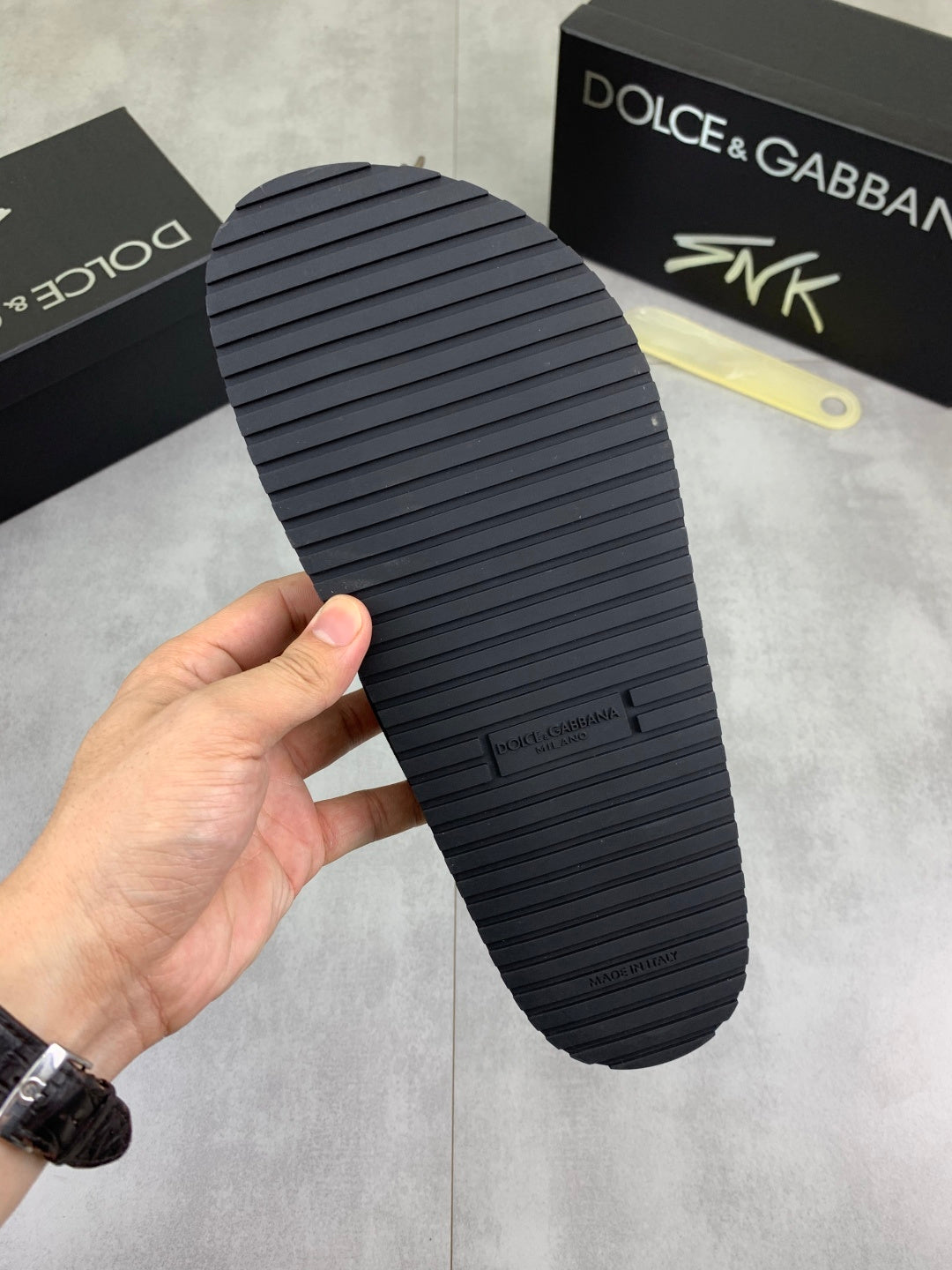 Dolce & Gabbana DG Men's Handcrafted Calfskin Slides Multi-Color