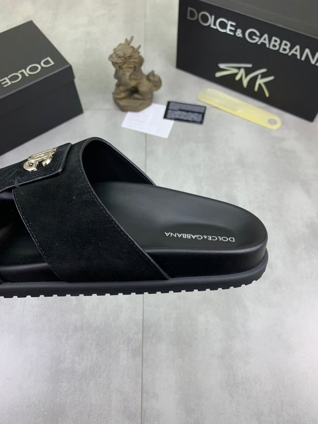 Dolce & Gabbana DG Men's Handcrafted Calfskin Slides Multi-Color