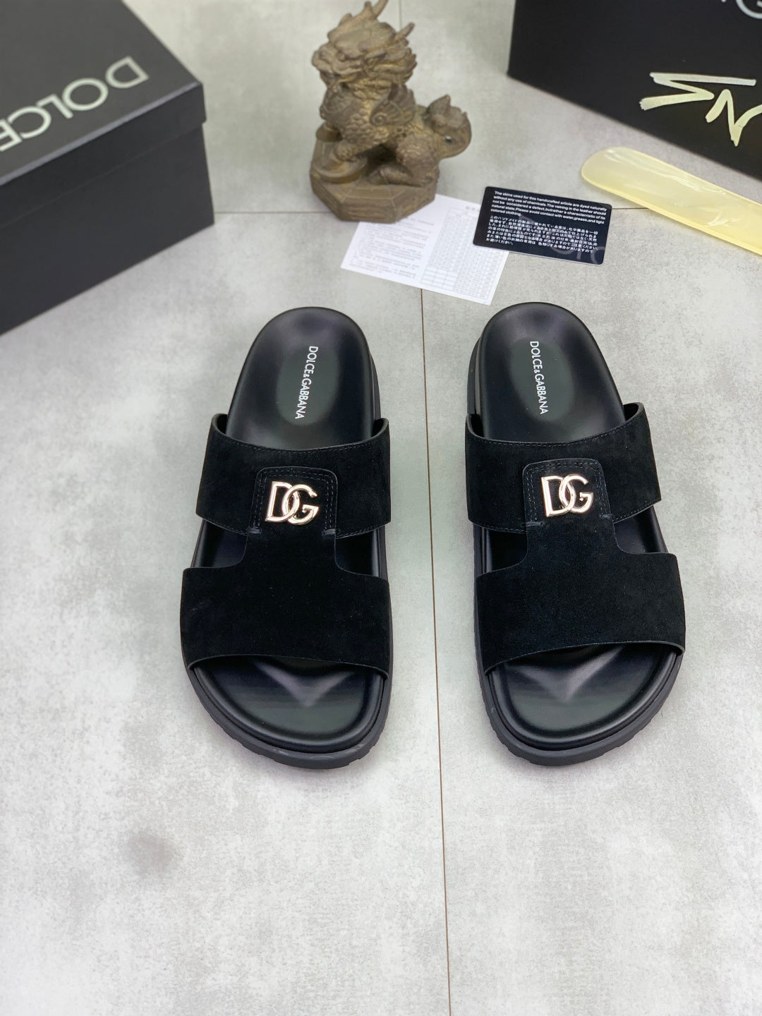 Dolce & Gabbana DG Men's Handcrafted Calfskin Slides Multi-Color