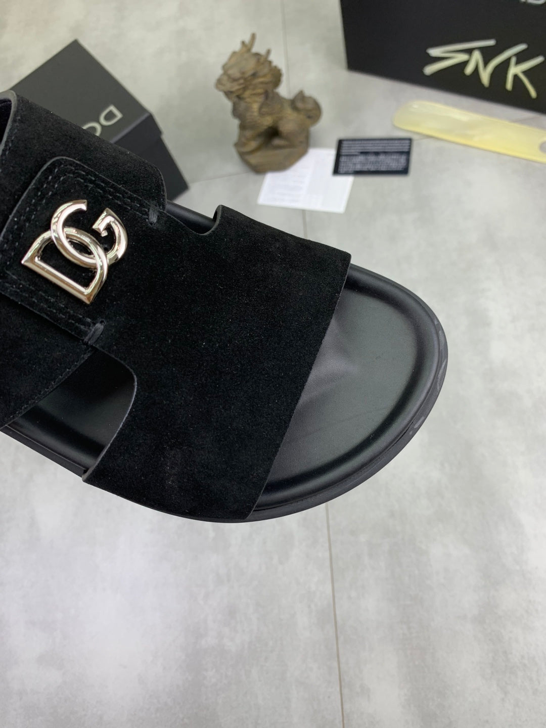 Dolce & Gabbana DG Men's Handcrafted Calfskin Slides Multi-Color