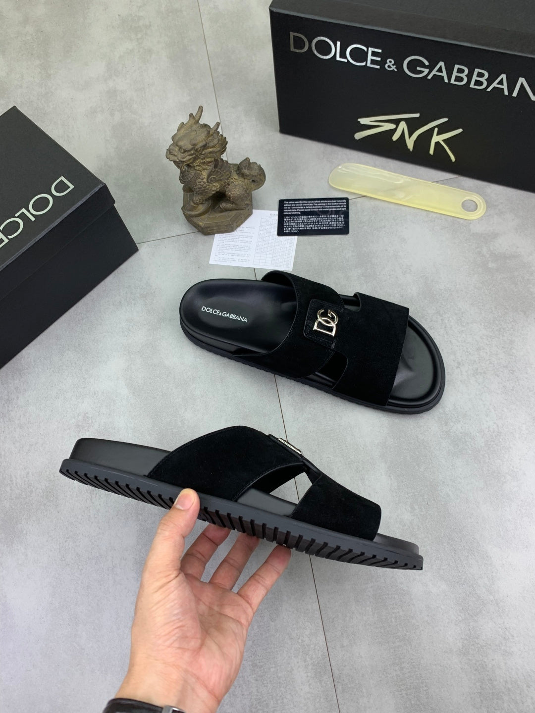 Dolce & Gabbana DG Men's Handcrafted Calfskin Slides Multi-Color