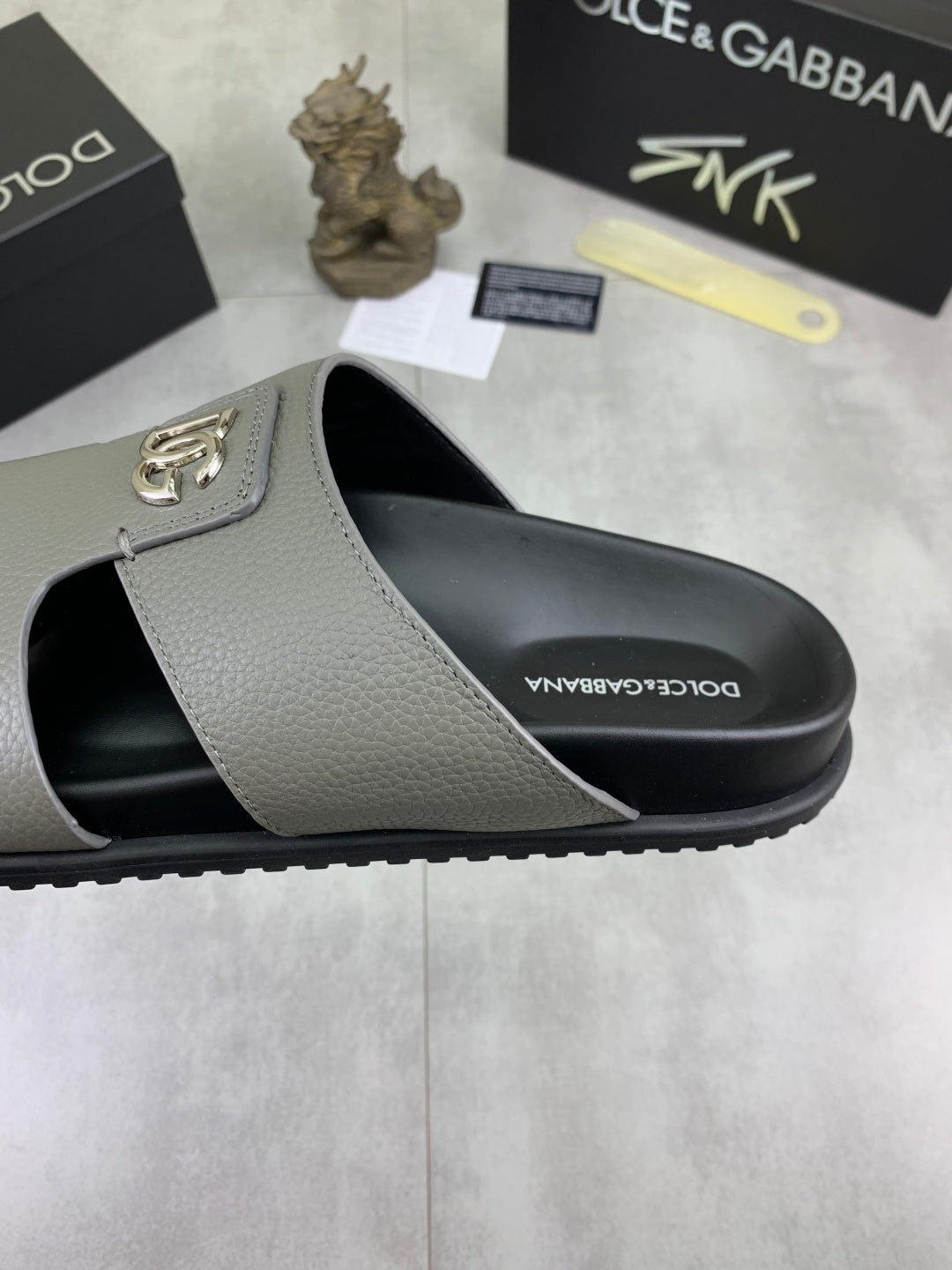 Dolce & Gabbana DG Men's Handcrafted Calfskin Slides Multi-Color