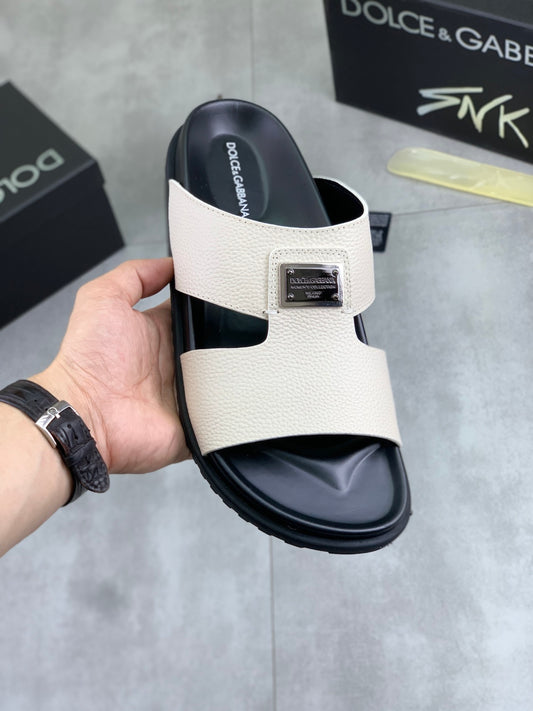 Dolce & Gabbana DG Men's Handcrafted Calfskin Slides Multi-Color