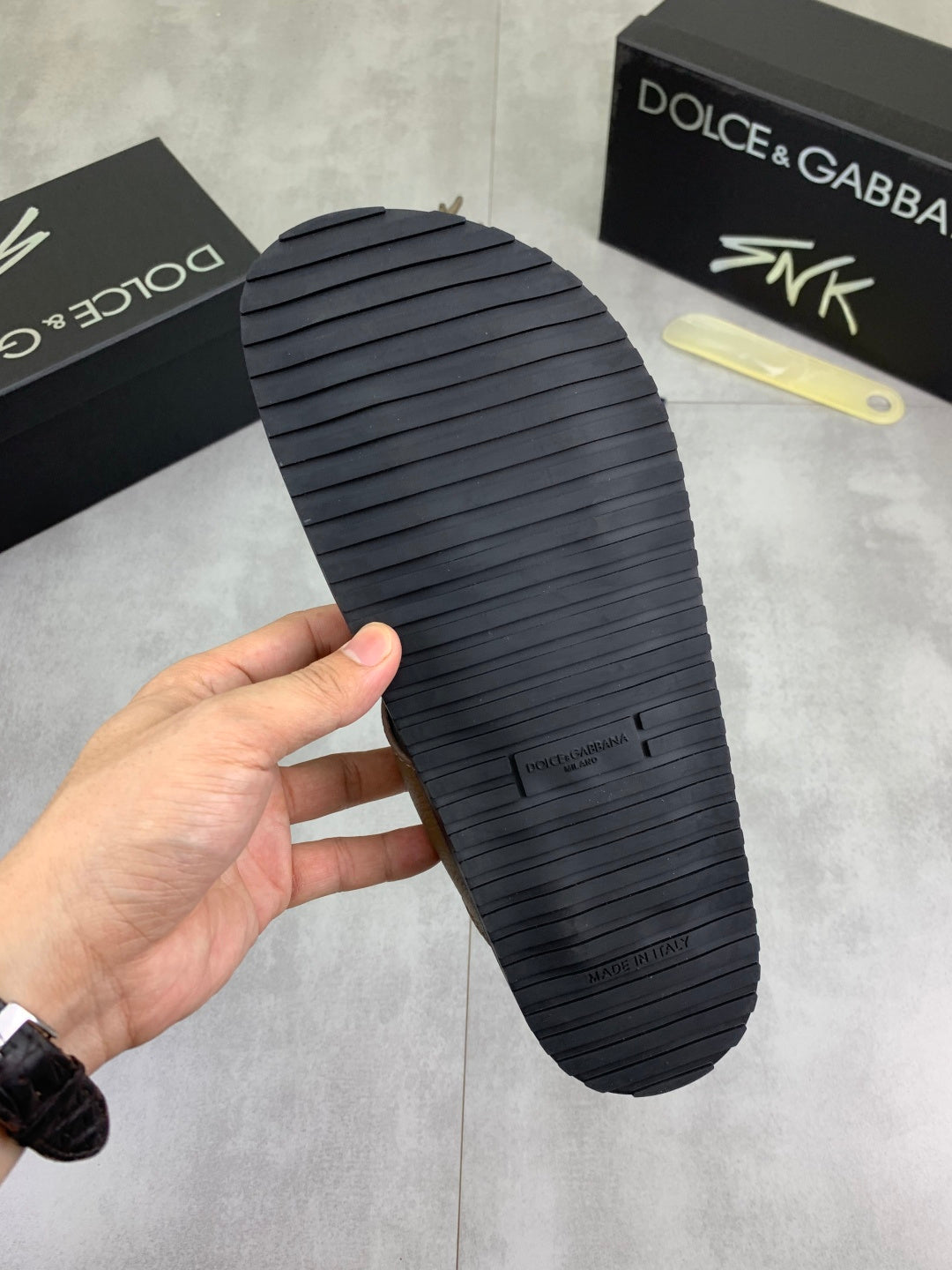 Dolce & Gabbana DG Men's Handcrafted Calfskin Slides Multi-Color