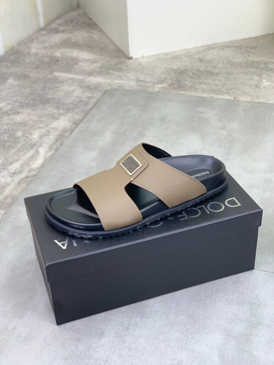 Dolce & Gabbana DG Men's Handcrafted Calfskin Slides Multi-Color