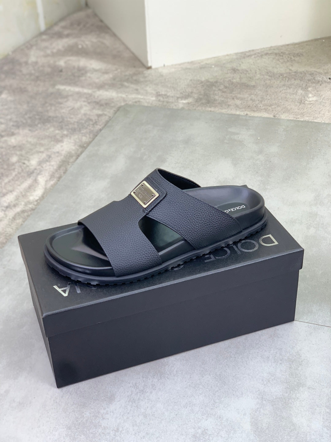 Dolce & Gabbana DG Men's Handcrafted Calfskin Slides Multi-Color