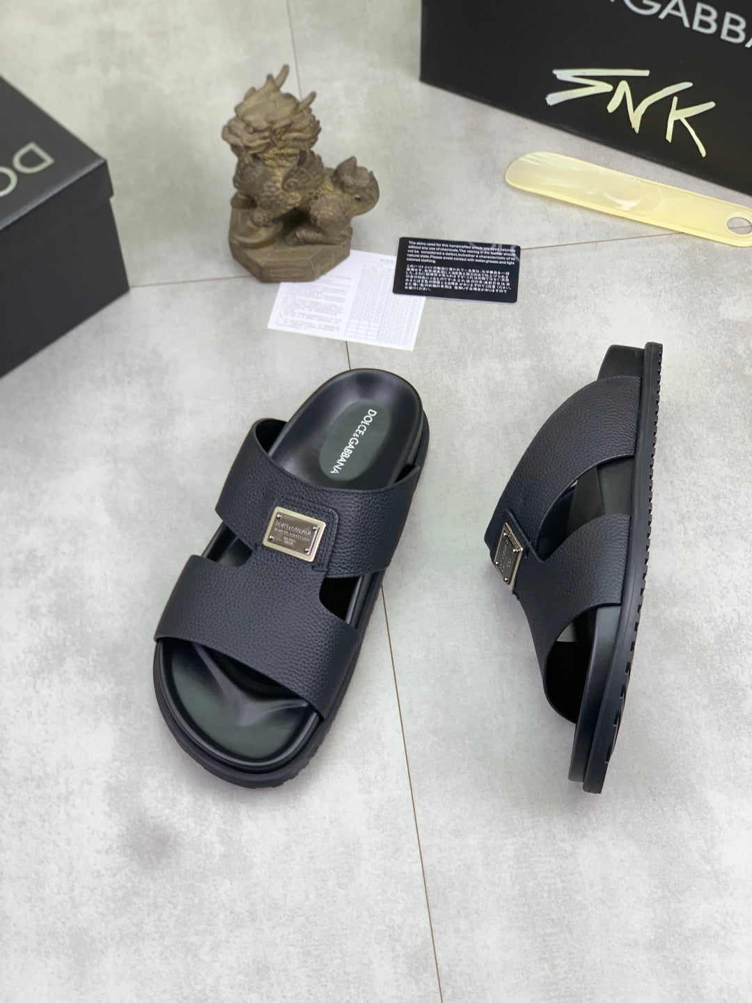 Dolce & Gabbana DG Men's Handcrafted Calfskin Slides Multi-Color