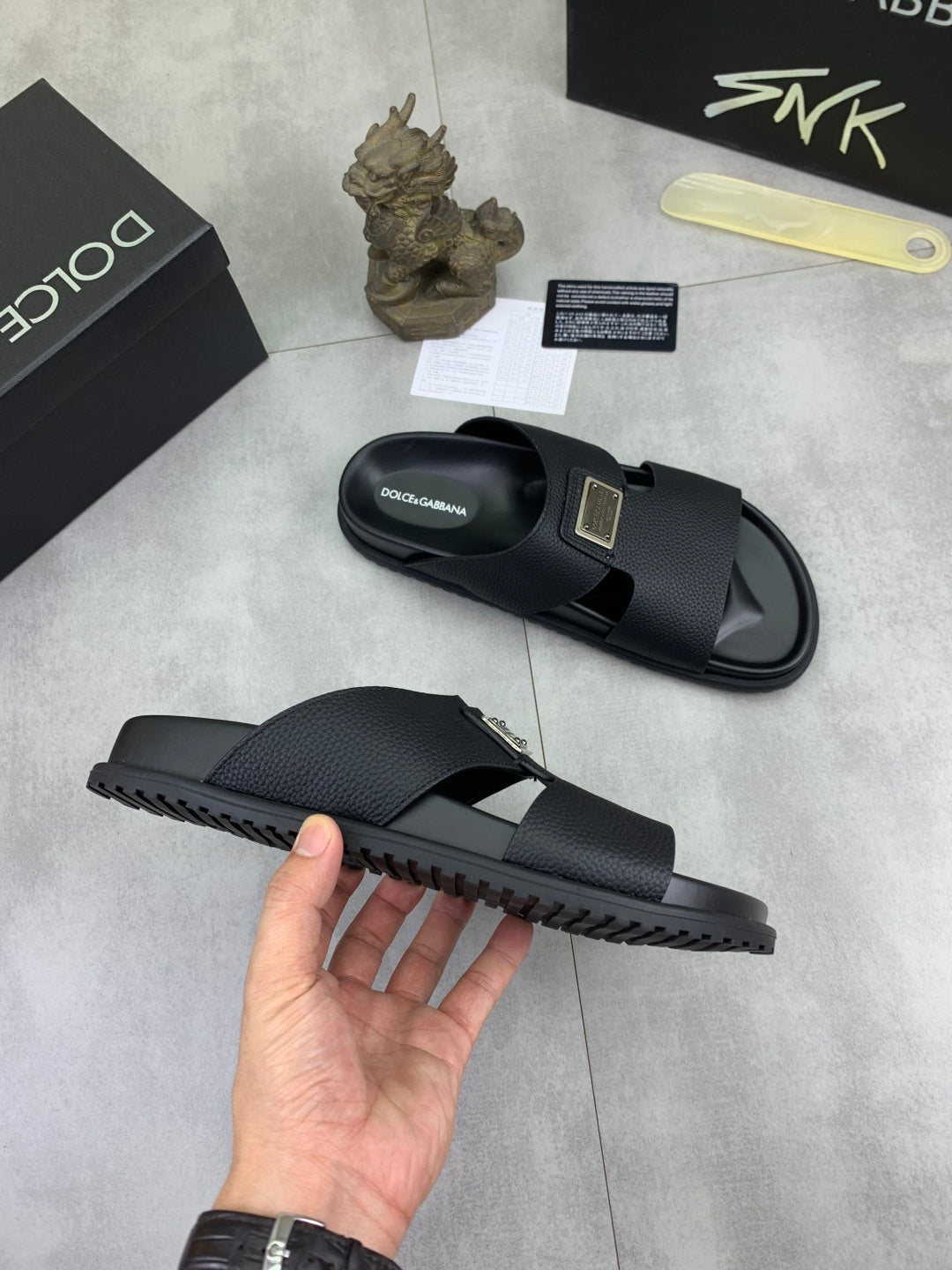 Dolce & Gabbana DG Men's Handcrafted Calfskin Slides Multi-Color