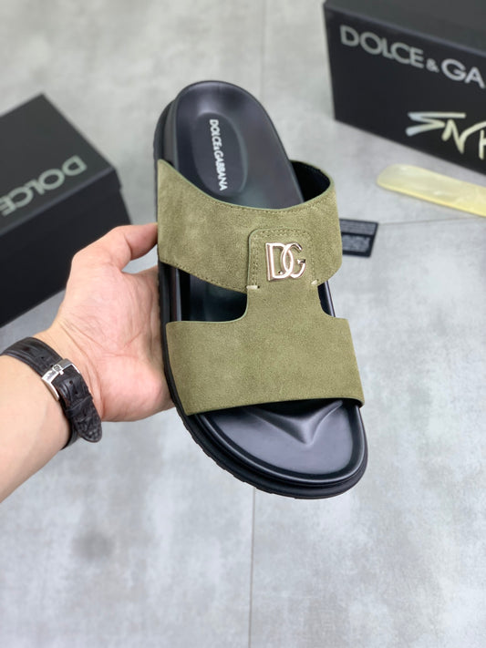 Dolce & Gabbana DG Men's Handcrafted Calfskin Slides Multi-Color