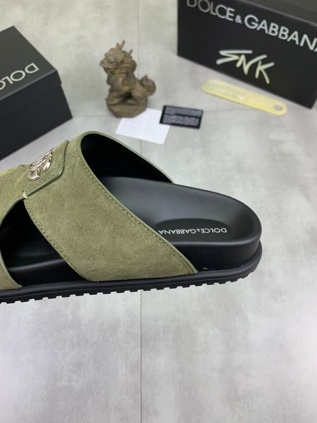 Dolce & Gabbana DG Men's Handcrafted Calfskin Slides Multi-Color