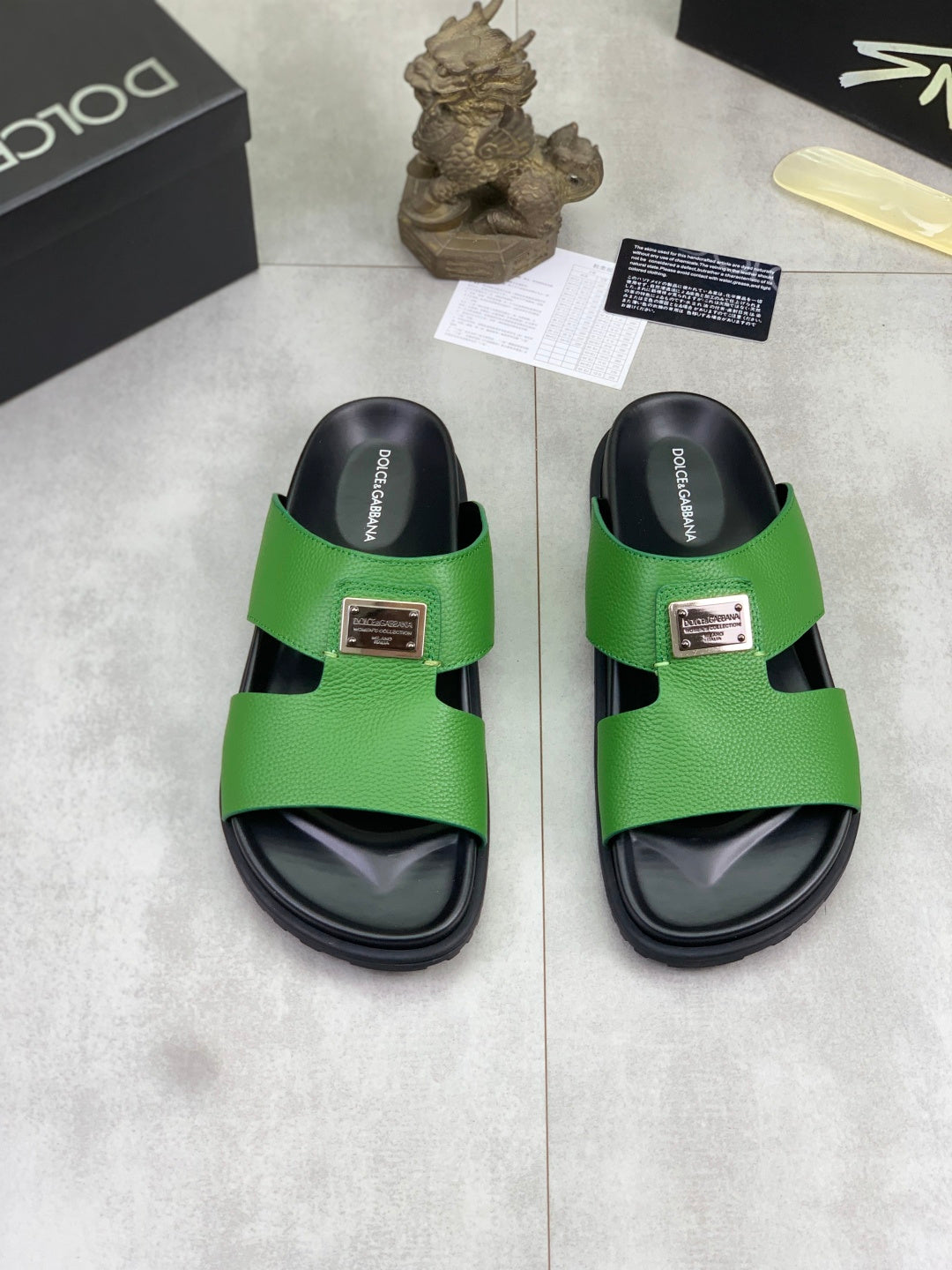 Dolce & Gabbana DG Men's Handcrafted Calfskin Slides Multi-Color