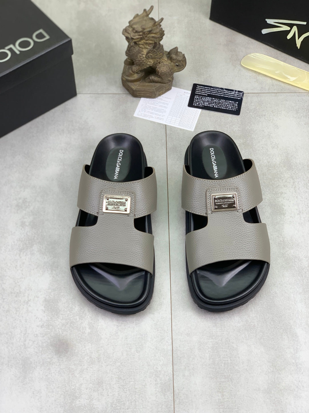Dolce & Gabbana DG Men's Handcrafted Calfskin Slides Multi-Color