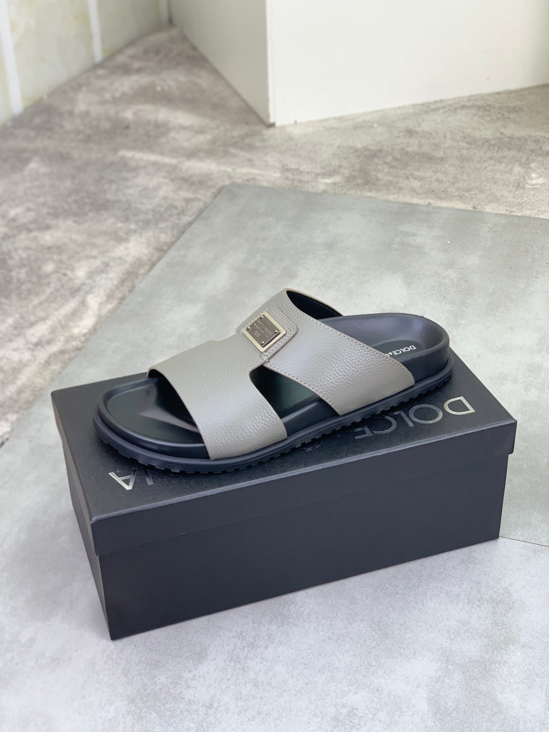 Dolce & Gabbana DG Men's Handcrafted Calfskin Slides Multi-Color
