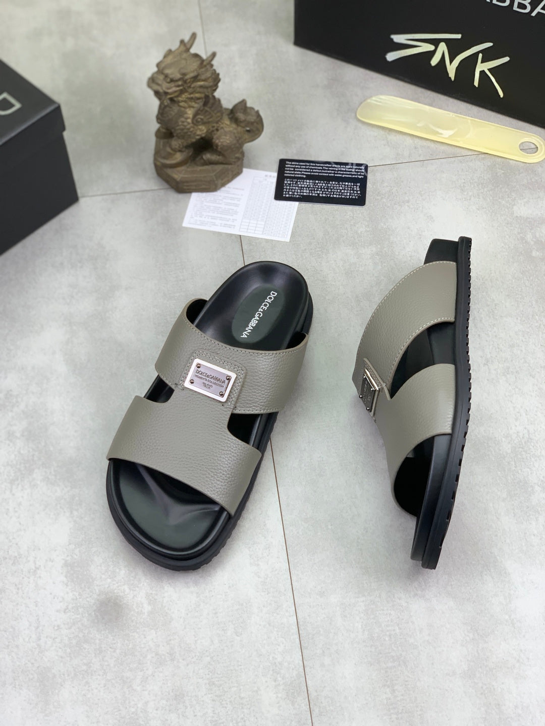 Dolce & Gabbana DG Men's Handcrafted Calfskin Slides Multi-Color