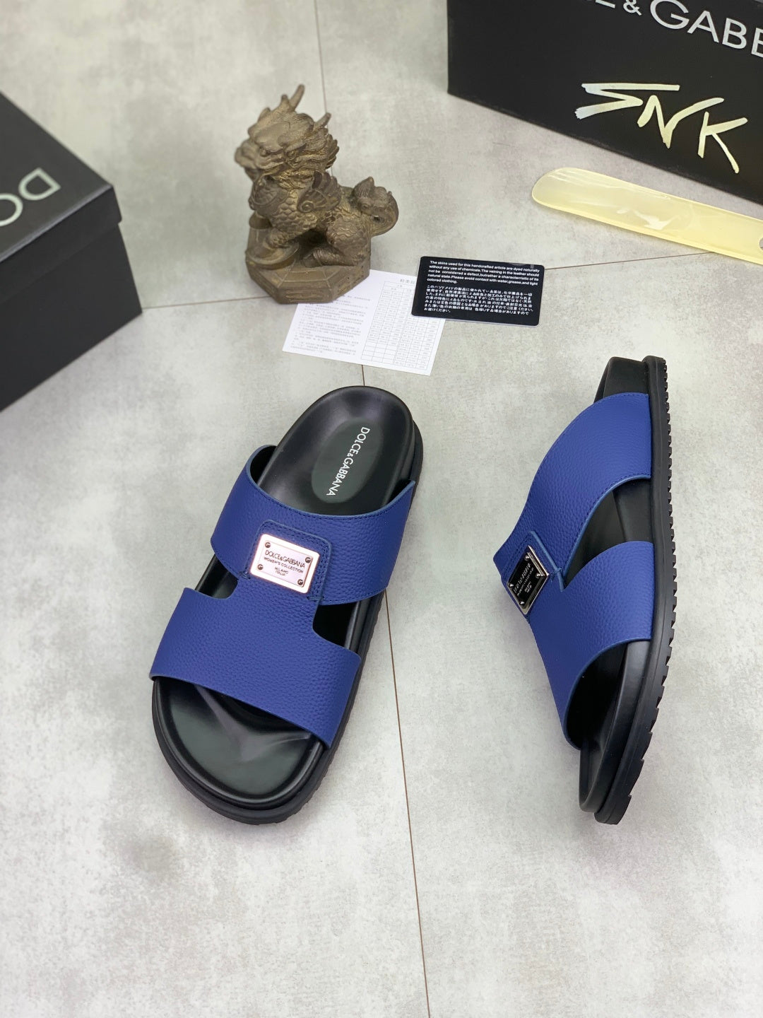 Dolce & Gabbana DG Men's Handcrafted Calfskin Slides Multi-Color