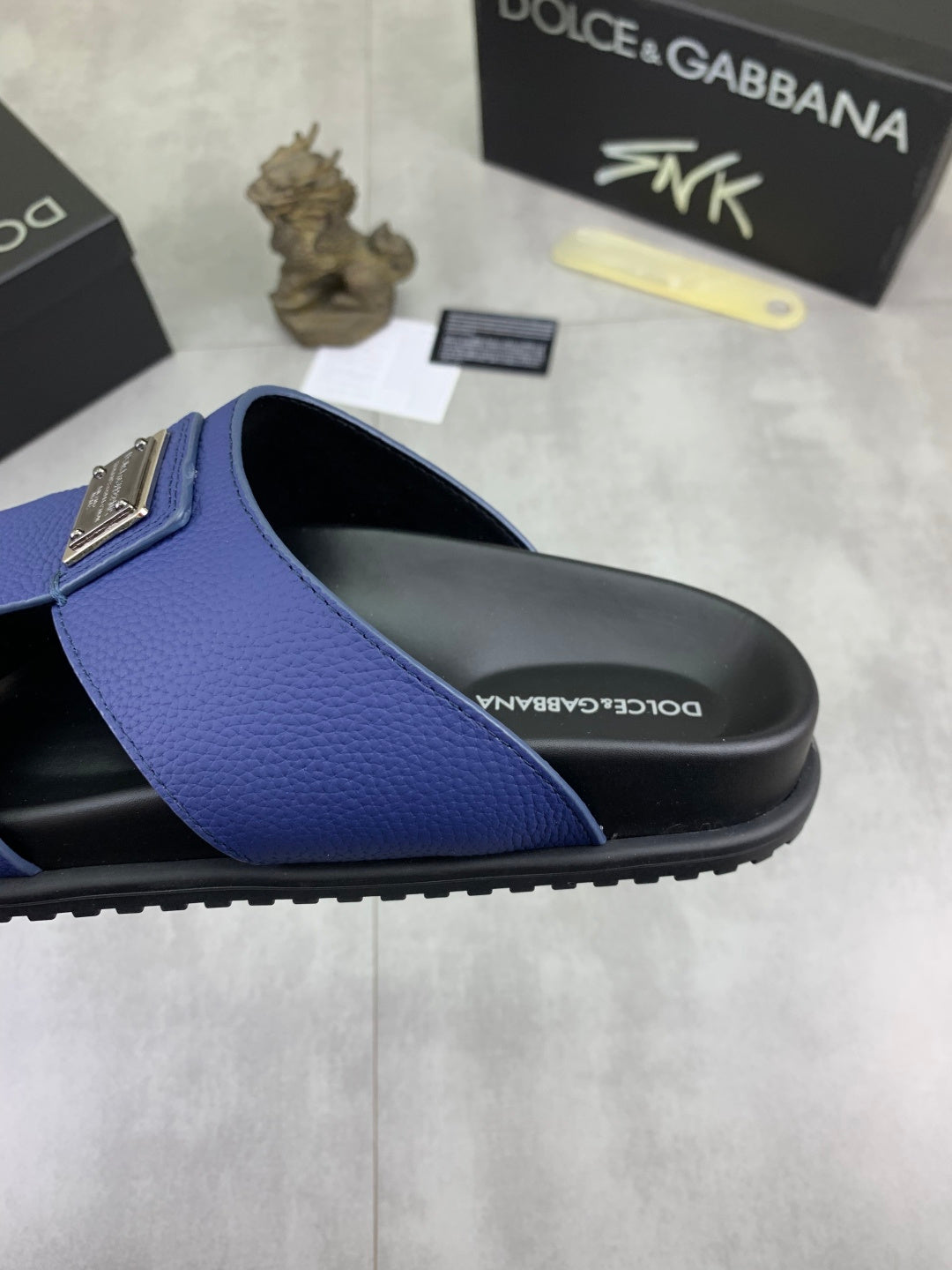 Dolce & Gabbana DG Men's Handcrafted Calfskin Slides Multi-Color