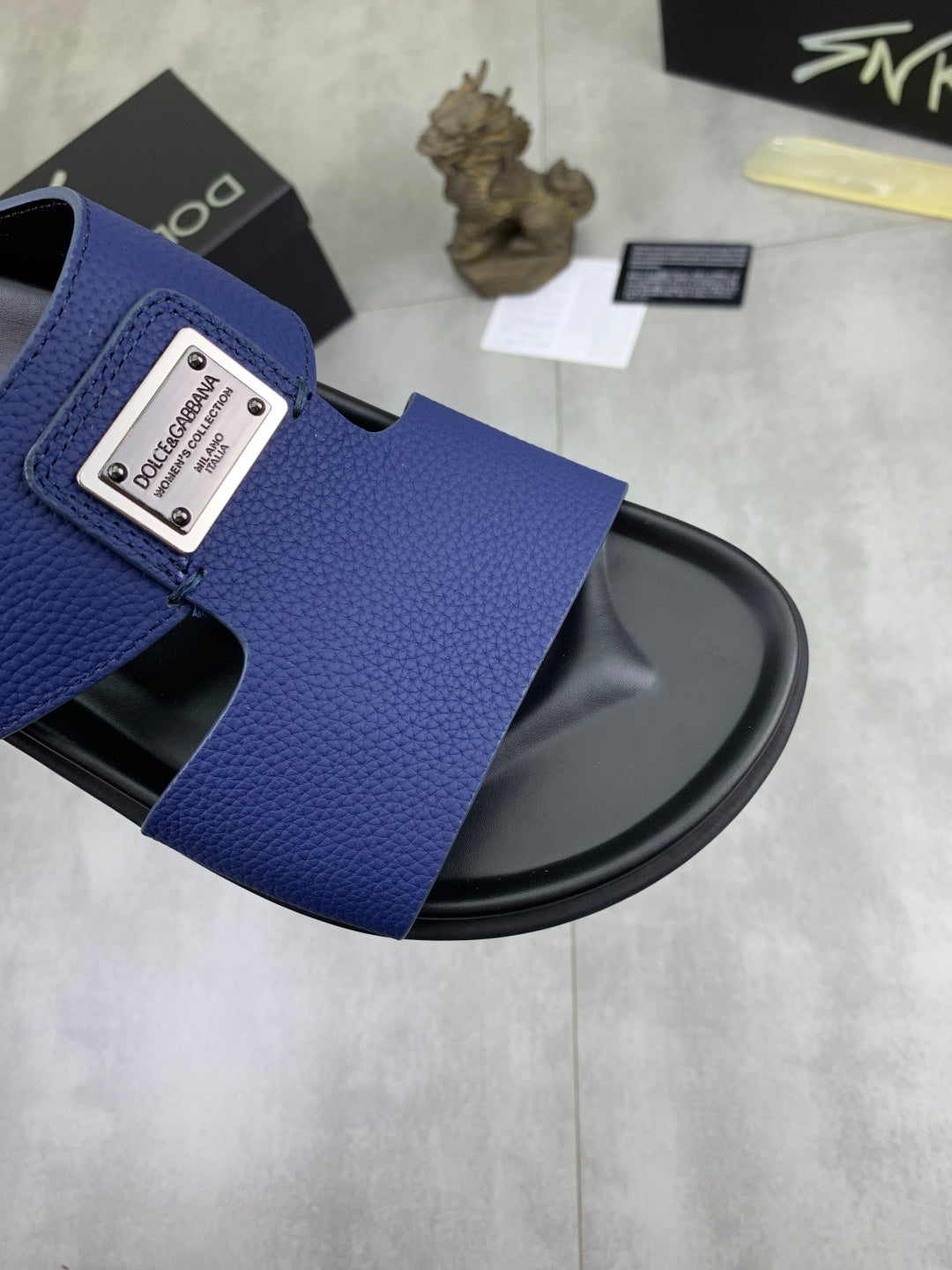 Dolce & Gabbana DG Men's Handcrafted Calfskin Slides Multi-Color