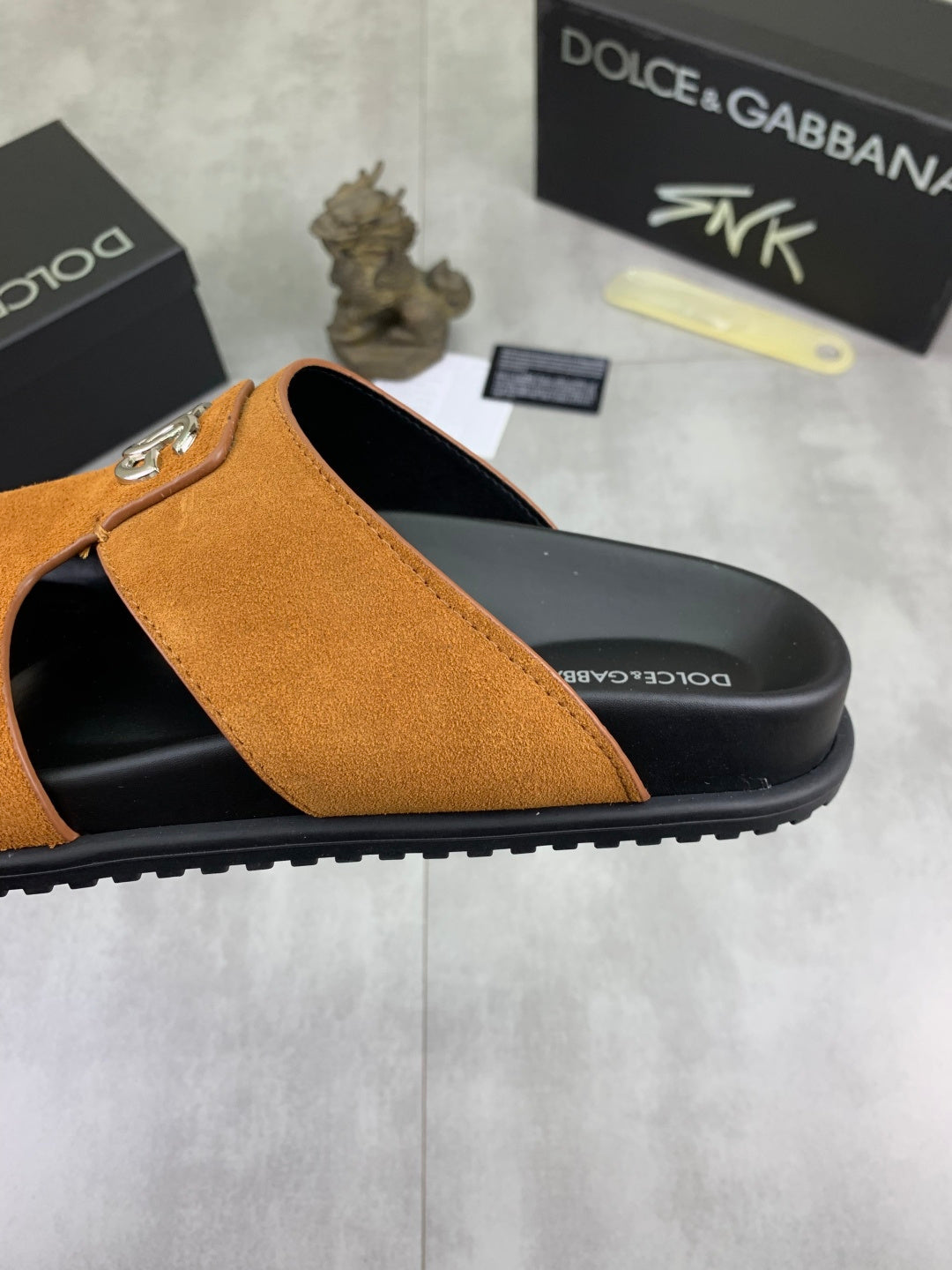 Dolce & Gabbana DG Men's Handcrafted Calfskin Slides Multi-Color