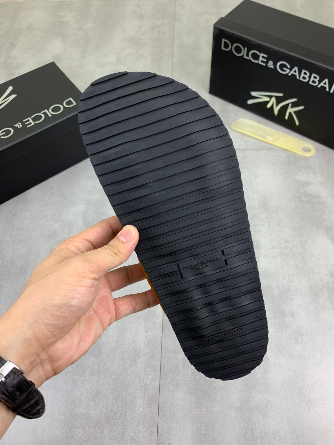 Dolce & Gabbana DG Men's Handcrafted Calfskin Slides Multi-Color
