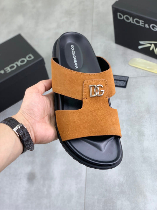 Dolce & Gabbana DG Men's Handcrafted Calfskin Slides Multi-Color