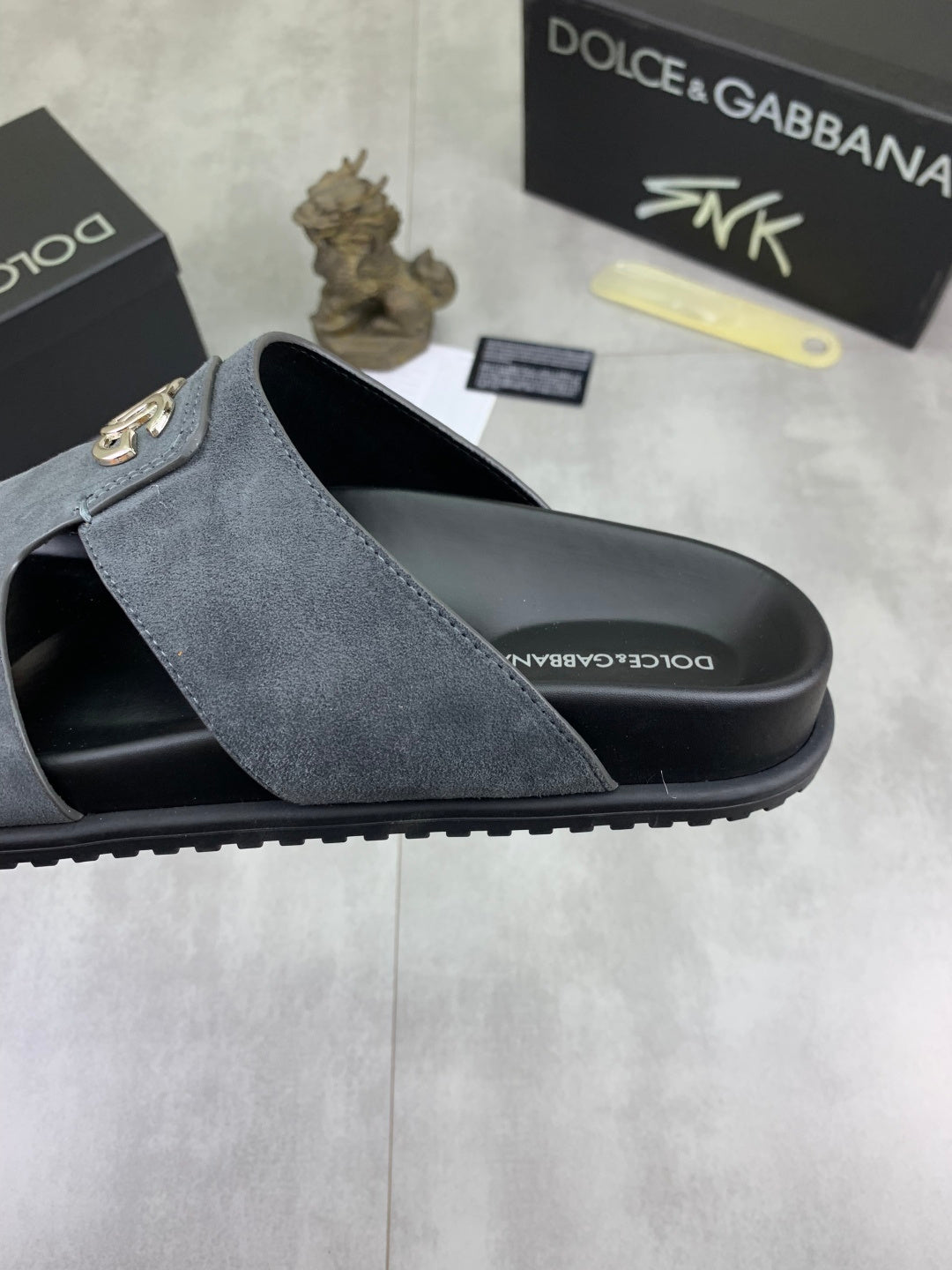 Dolce & Gabbana DG Men's Handcrafted Calfskin Slides Multi-Color