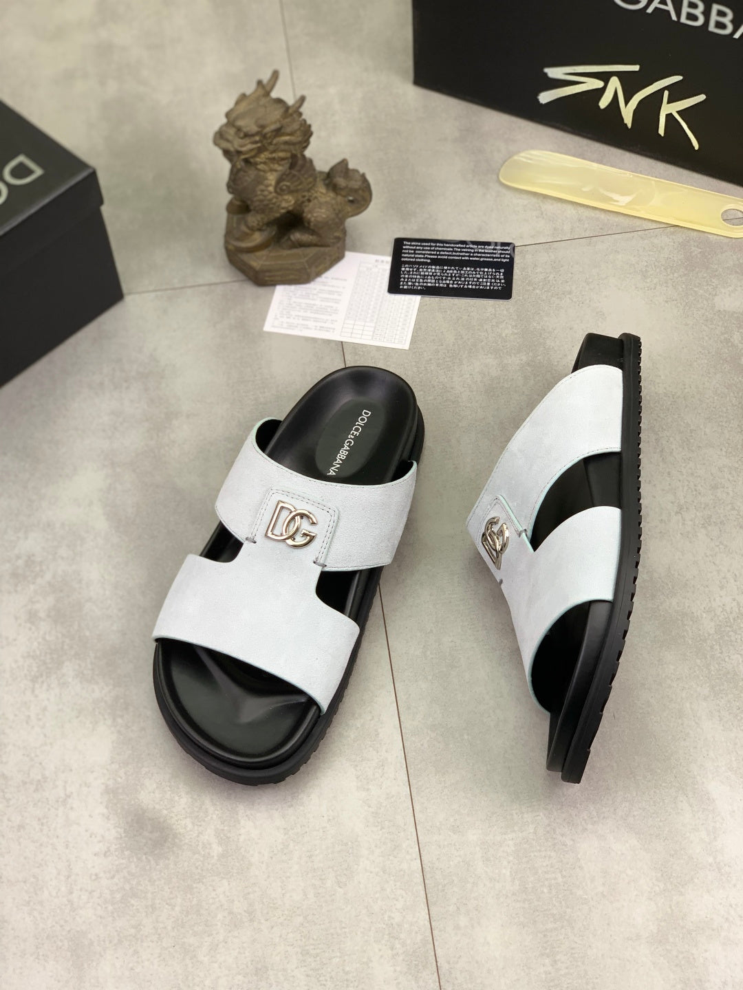 Dolce & Gabbana DG Men's Handcrafted Calfskin Slides Multi-Color