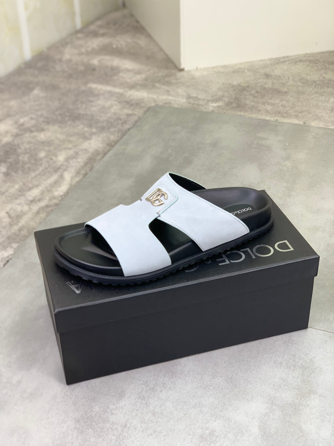 Dolce & Gabbana DG Men's Handcrafted Calfskin Slides Multi-Color