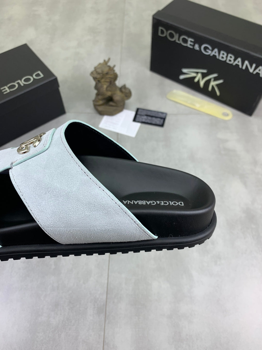 Dolce & Gabbana DG Men's Handcrafted Calfskin Slides Multi-Color