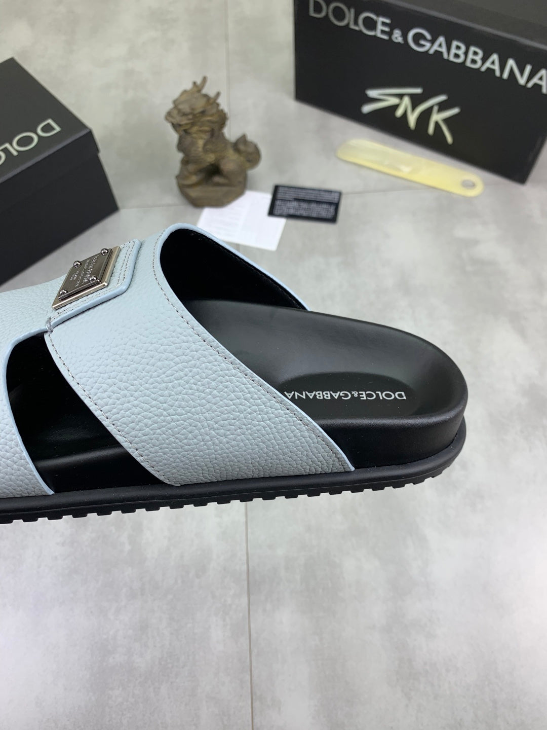 Dolce & Gabbana DG Men's Handcrafted Calfskin Slides Multi-Color