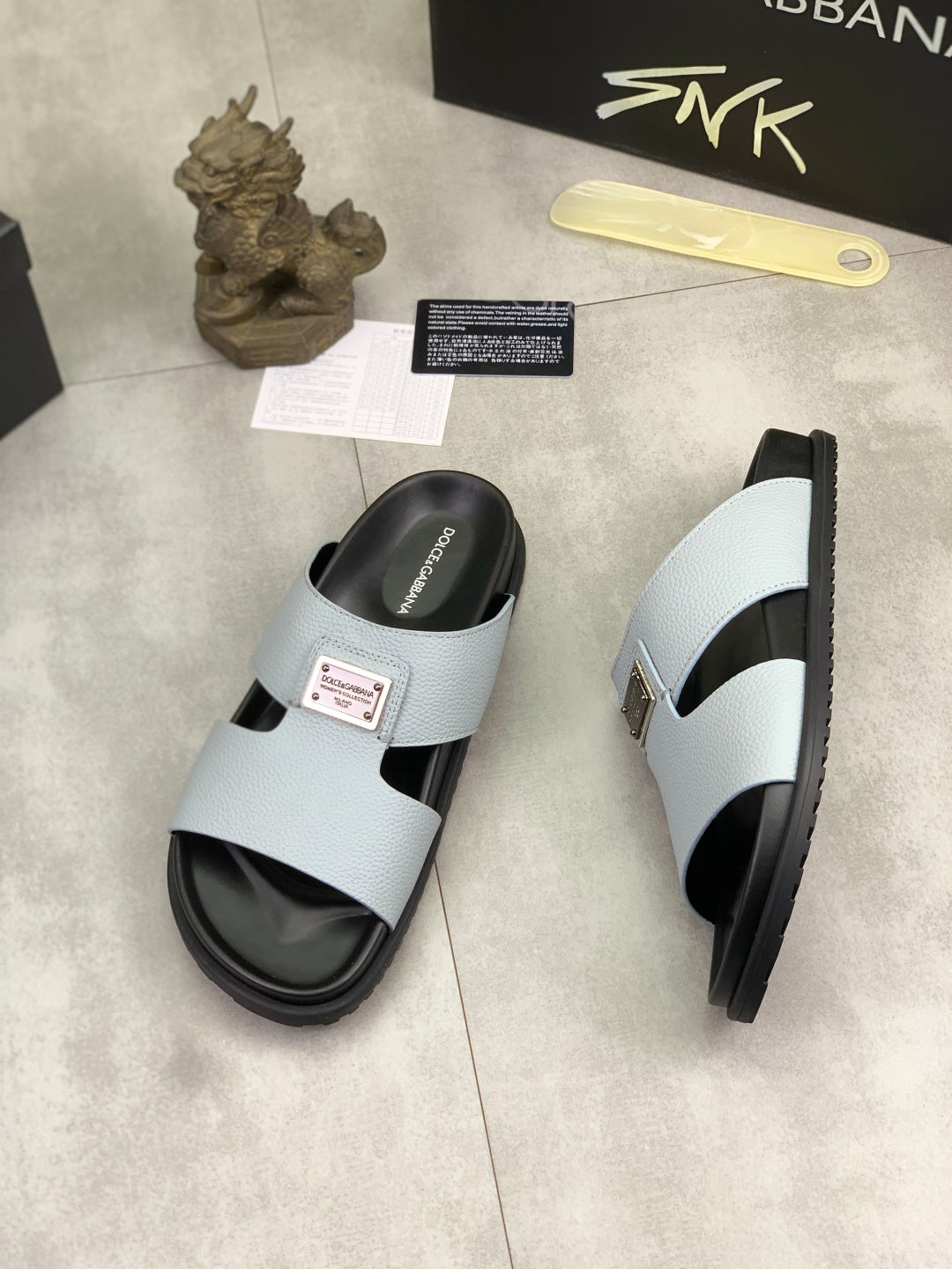 Dolce & Gabbana DG Men's Handcrafted Calfskin Slides Multi-Color
